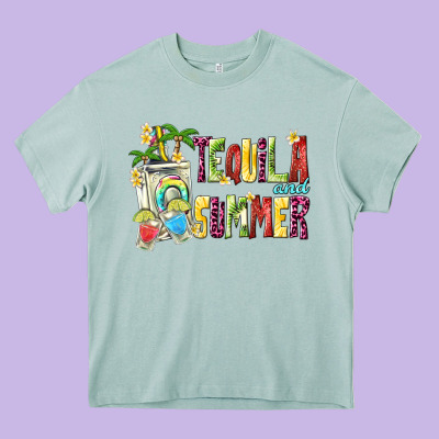 Tequila And Summer Heavy Core Tee Designed By Texasbilliewilder