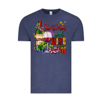 Vintage Denim Christmas and wine Vintage Tee - AdoDesignShop