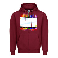 Burgundy crayons add your text Zipper Hoodie - NancyCooperArtShop