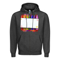 Charcoal Heather crayons add your text Zipper Hoodie - NancyCooperArtShop