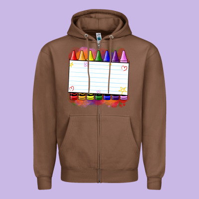 Crayons Add Your Text Zipper Hoodie Designed By Nancycooperartshop