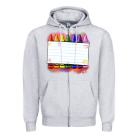 Heather Grey crayons add your text Zipper Hoodie - NancyCooperArtShop