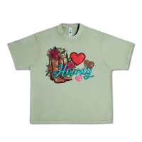 Oil Green valentines day howdy and boots Urban Heavy Tee - AdoDesignShop