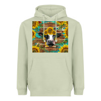 Matcha holstein cow with sunflowers Heavyweight Hoodie - BarkalooDesign