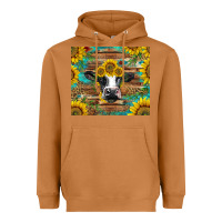 Meerkat holstein cow with sunflowers Heavyweight Hoodie - BarkalooDesign