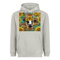 Moon Dust holstein cow with sunflowers Heavyweight Hoodie - BarkalooDesign