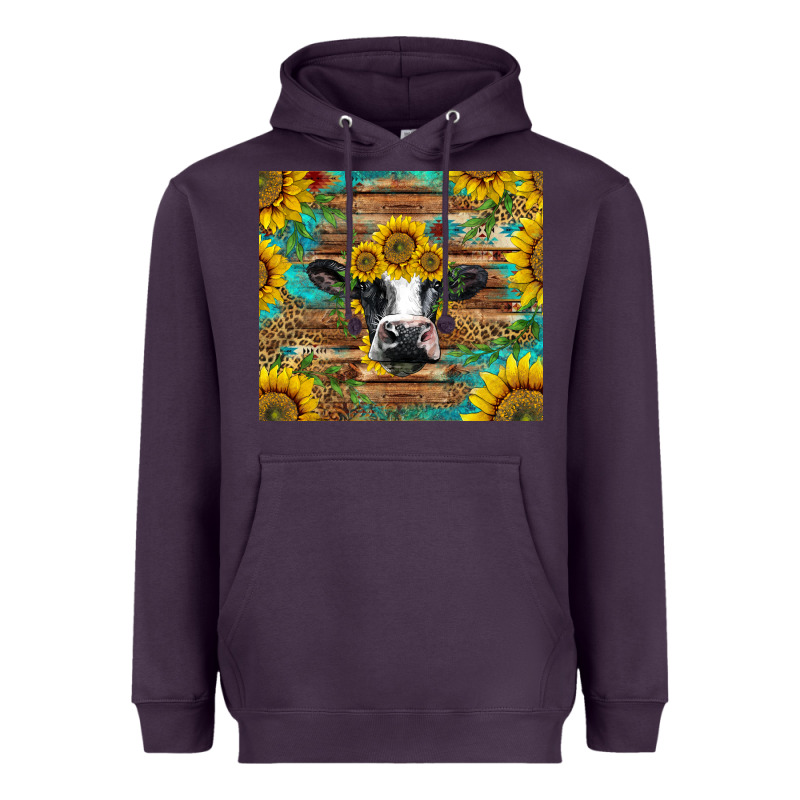 Holstein Cow With Sunflowers Heavyweight Hoodie by BarkalooDesign | Teevron
