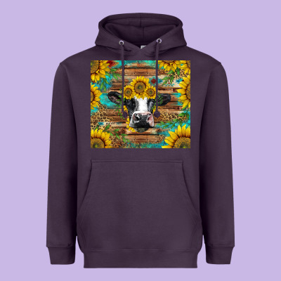 Holstein Cow With Sunflowers Heavyweight Hoodie Designed By Barkaloodesign