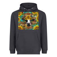 Smoke holstein cow with sunflowers Heavyweight Hoodie - BarkalooDesign
