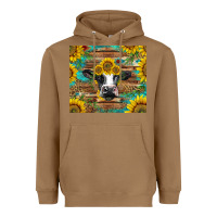 Toasted Coconut holstein cow with sunflowers Heavyweight Hoodie - BarkalooDesign