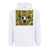 White holstein cow with sunflowers Heavyweight Hoodie - BarkalooDesign