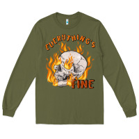 Army Green everything's fine Long Sleeve Tee - MaliasSmallBusiness