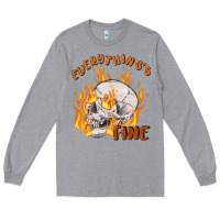 Heather Grey everything's fine Long Sleeve Tee - MaliasSmallBusiness