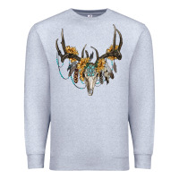 Heather Grey boho deer skull sunflowers and gemstone Premium Sweatshirt - RanaPortraitStore