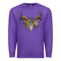 Purple boho deer skull sunflowers and gemstone Premium Sweatshirt - RanaPortraitStore