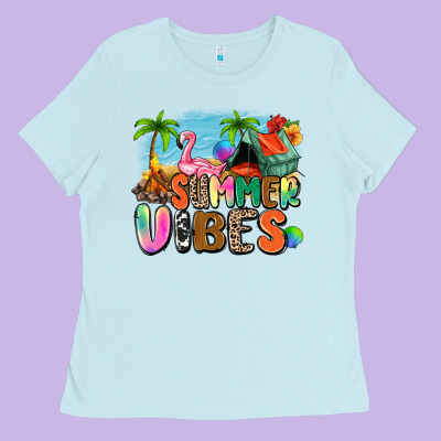 Summer Vibes Camp Ladies Tee Designed By Zillion Design Studio
