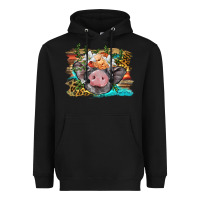 Black baby pig with floral and western background Heavyweight Hoodie - BarkalooDesign