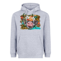 Heather Grey baby pig with floral and western background Heavyweight Hoodie - BarkalooDesign