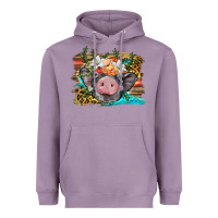 Lavender baby pig with floral and western background Heavyweight Hoodie - BarkalooDesign