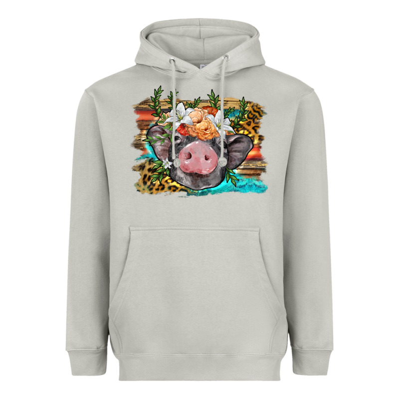 Baby Pig With Floral And Western Background Heavyweight Hoodie by BarkalooDesign | Teevron