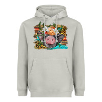 Moon Dust baby pig with floral and western background Heavyweight Hoodie - BarkalooDesign