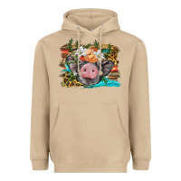 Mushroom baby pig with floral and western background Heavyweight Hoodie - BarkalooDesign