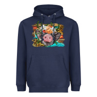 Navy baby pig with floral and western background Heavyweight Hoodie - BarkalooDesign