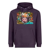 Plum baby pig with floral and western background Heavyweight Hoodie - BarkalooDesign