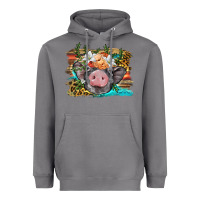 Storm baby pig with floral and western background Heavyweight Hoodie - BarkalooDesign