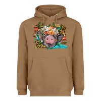 Toasted Coconut baby pig with floral and western background Heavyweight Hoodie - BarkalooDesign
