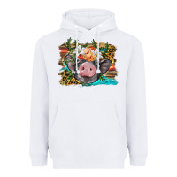 White baby pig with floral and western background Heavyweight Hoodie - BarkalooDesign