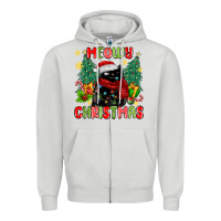 Dove Grey meowy christmas black cat Zipper Hoodie - MaliasSmallBusiness
