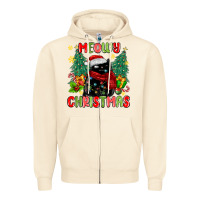 Sandshell meowy christmas black cat Zipper Hoodie - MaliasSmallBusiness