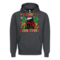 Smoke meowy christmas black cat Zipper Hoodie - MaliasSmallBusiness
