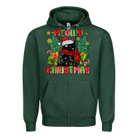 Sports Green meowy christmas black cat Zipper Hoodie - MaliasSmallBusiness