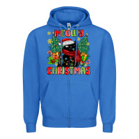 True Royal meowy christmas black cat Zipper Hoodie - MaliasSmallBusiness