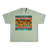 Oil Green western sunflowers turquoise Urban Heavy Tee - Artiststas