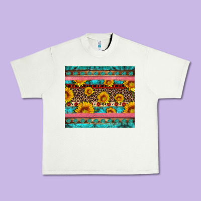 Western Sunflowers Turquoise Urban Heavy Tee Designed By Artiststas