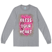 Heather Grey bless your heart Long Sleeve Tee - MaliasSmallBusiness
