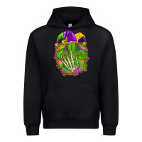Black Mardi Gras with skeleton hand Urban Hoodie - HowdyJamesFarm