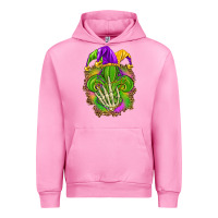 Fuchsia Pink Mardi Gras with skeleton hand Urban Hoodie - HowdyJamesFarm
