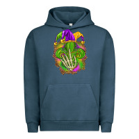 Pigment Midnight Navy Mardi Gras with skeleton hand Urban Hoodie - HowdyJamesFarm
