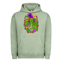 Pigment Oil Green Mardi Gras with skeleton hand Urban Hoodie - HowdyJamesFarm