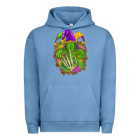 Pigment Pebble Blue Mardi Gras with skeleton hand Urban Hoodie - HowdyJamesFarm