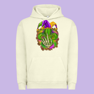 Mardi Gras With Skeleton Hand Urban Hoodie Designed By Howdyjamesfarm