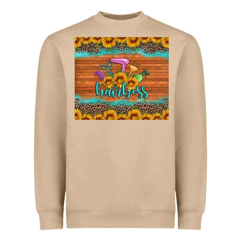 Hairboss 200z Skinny Sunflowers Leopard Hairdresser Heavyweight Sweatshirt by Artiststas | Teevron