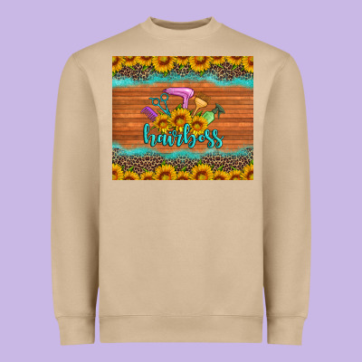 Hairboss 200z Skinny Sunflowers Leopard Hairdresser Heavyweight Sweatshirt Designed By Artiststas