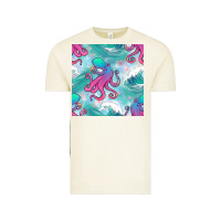 Vintage Arctic ocean waves octopus seamless pattern Vintage Tee - BundleAndBundleShop