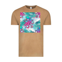 Vintage Camel ocean waves octopus seamless pattern Vintage Tee - BundleAndBundleShop