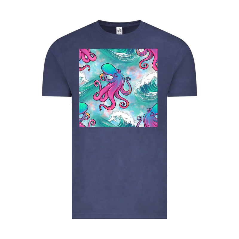 Ocean Waves Octopus Seamless Pattern Vintage Tee by BundleAndBundleShop | Teevron